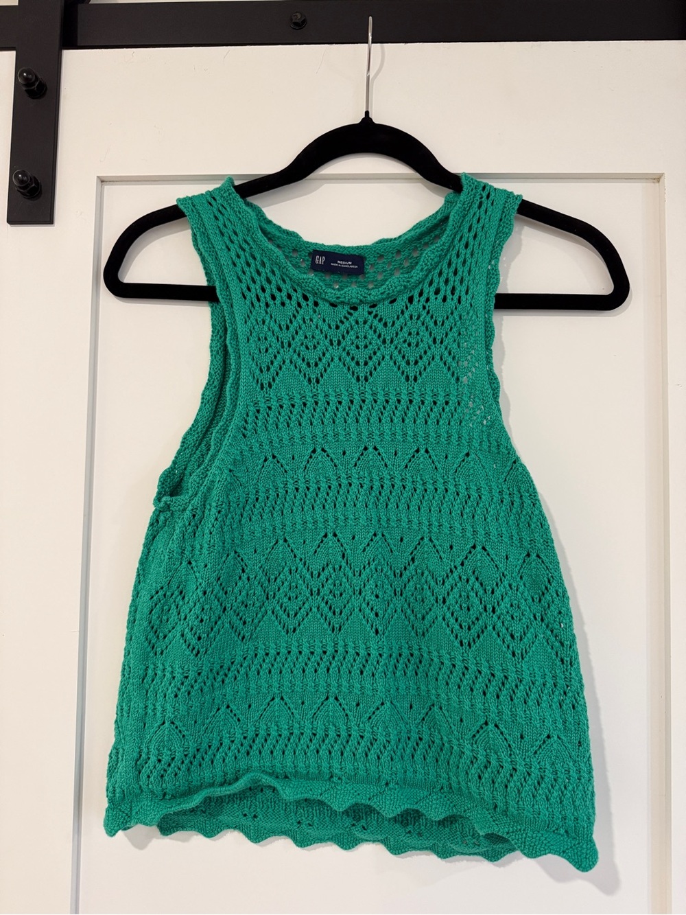GAP Teal Green Crochet Knit Tank Top